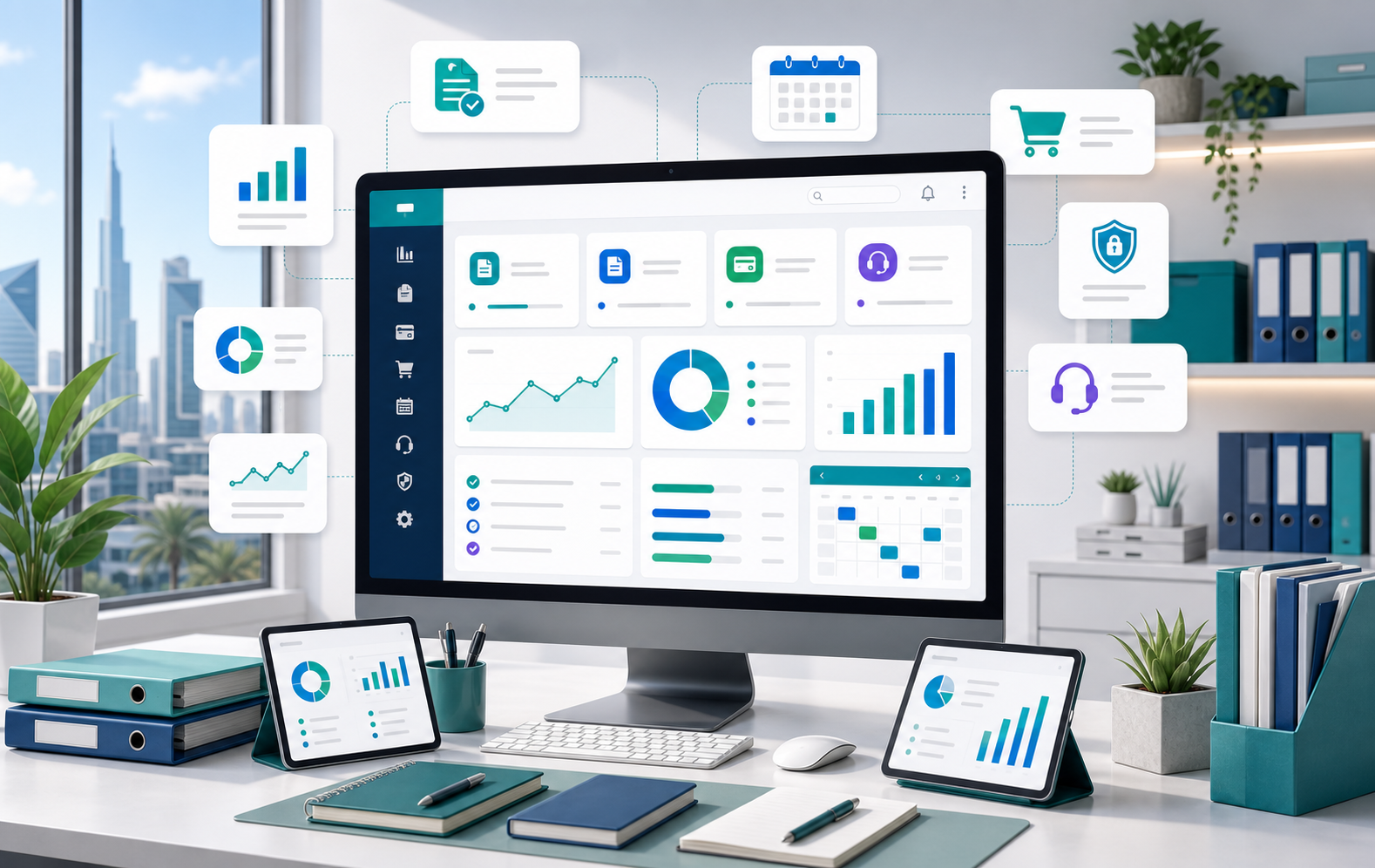 UsaimiSoft business dashboard illustration